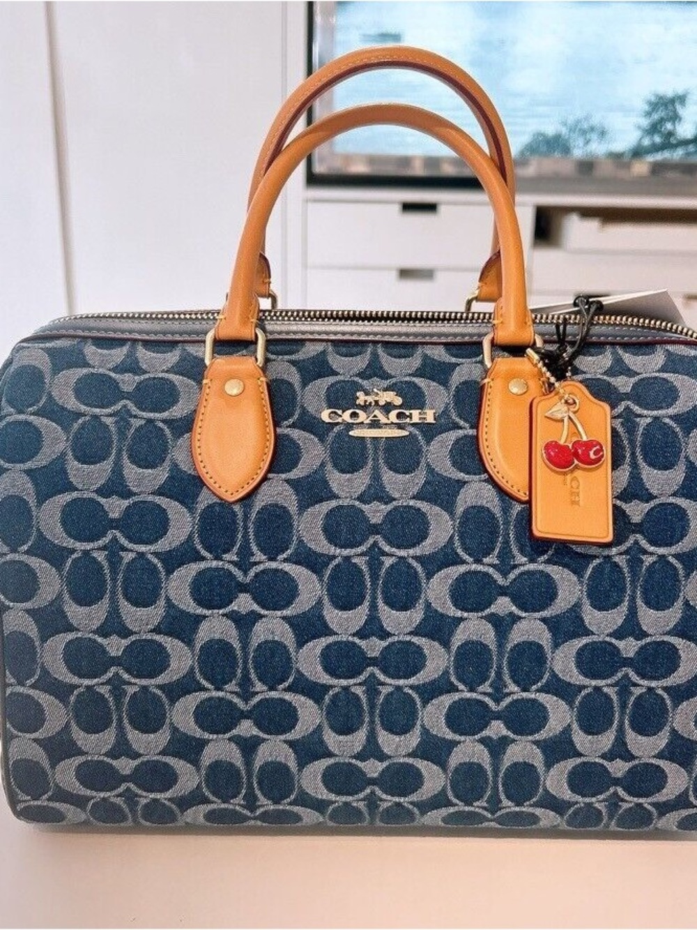 Coach Monogram Large Rowan Denim Bag NWT🎽👌